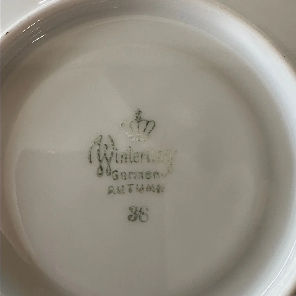 Winterling Bovaria Germany Autumn Leaves Set of 3 Saucers 6” Gold Trim Porcelain
